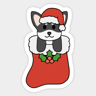 Christmas Black and White Chihuahua Stocking Sticker